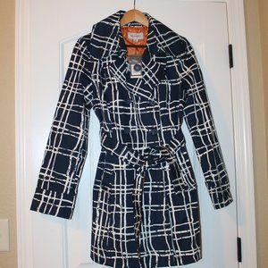 Merona Trench Coat - Sz Med Navy and White